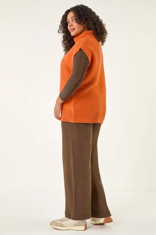 Roman Rust Curve High Neck Tabard Knit Top - Size 22-24 Image 3