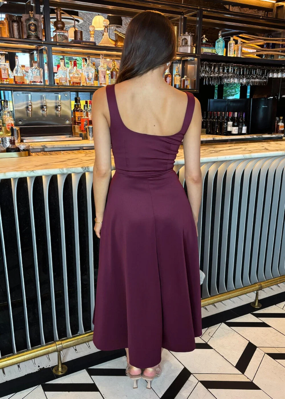 a line midi dress uk Beatrice Puff Sleeve A-Line Midi Dress Pink | Evening Dresses
