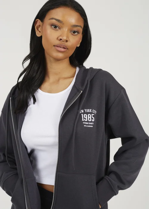 Brave Soul Charcoal Zip Through Hoodie - L Image 3