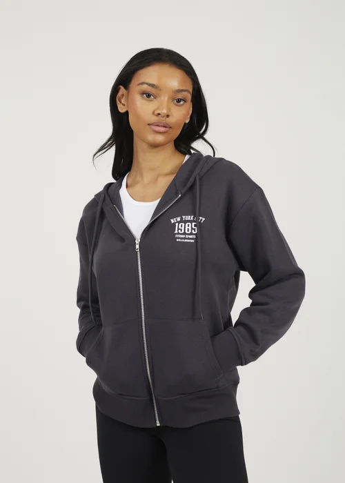 Brave Soul Charcoal Zip Through Hoodie - L Image 1