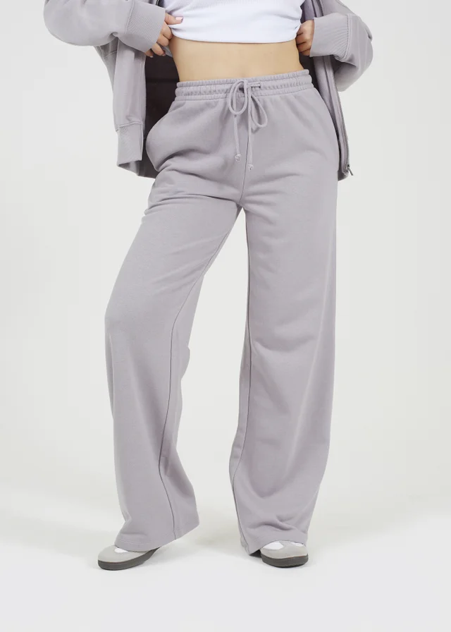 Brave Soul Grey Cotton Blend Wide Leg Joggers