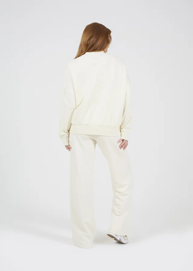 Brave Soul Cream Cotton Blend Wide Leg Joggers