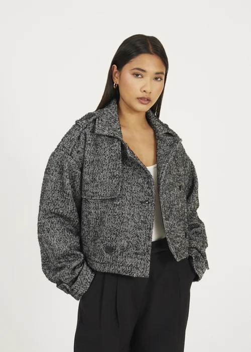 Brave Soul Black Faux Wool Double Breasted Jacket - 12 Image 1