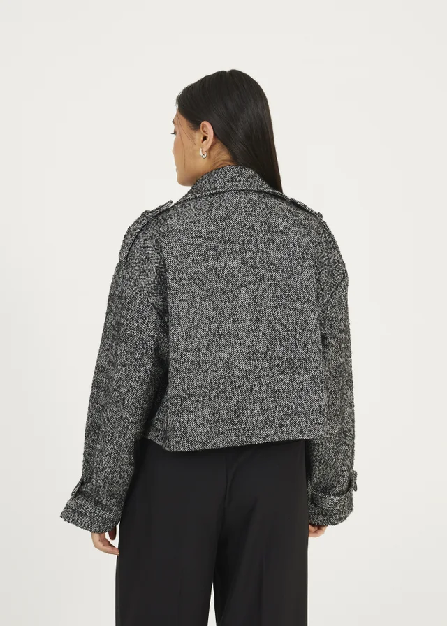Brave Soul Black Faux Wool Double Breasted Jacket
