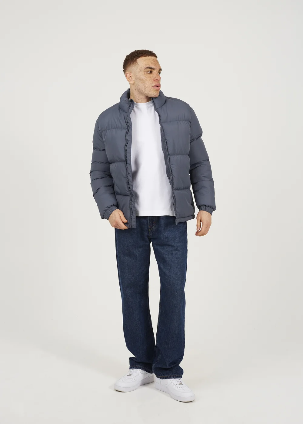 Brave Soul Blue Funnel Neck Padded Jacket - XL Image 4