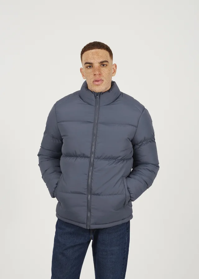 Brave Soul Blue Funnel Neck Padded Jacket