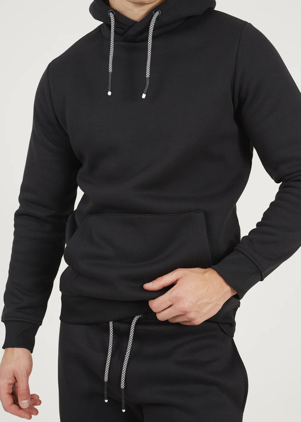 Brave Soul Black Crossover Neck Hoodie and Joggers Set - XXL Image 3