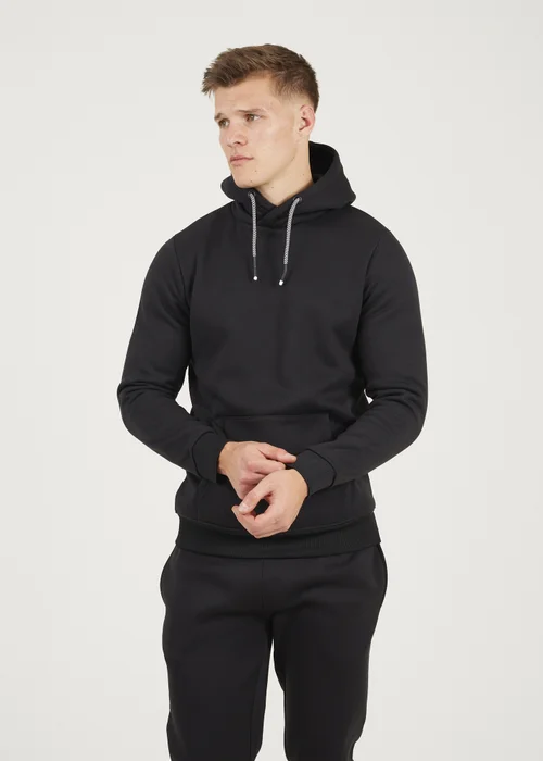 Brave Soul Black Crossover Neck Hoodie and Joggers Set - XXL Image 4