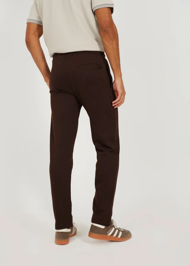 Brave Soul Chocolate Straight Leg Open Hem Joggers