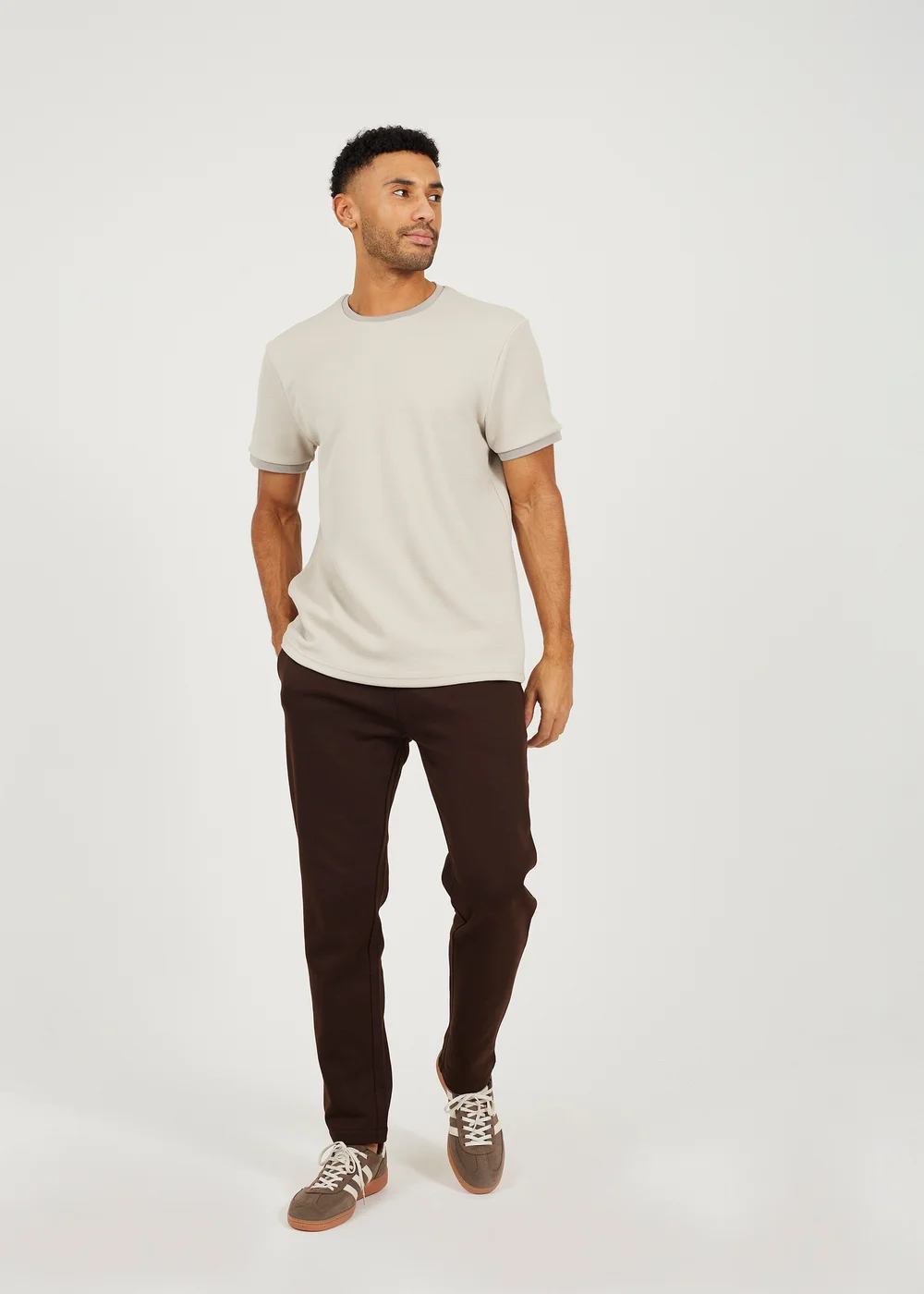 Brave Soul Chocolate Straight Leg Open Hem Joggers - XL Image 4