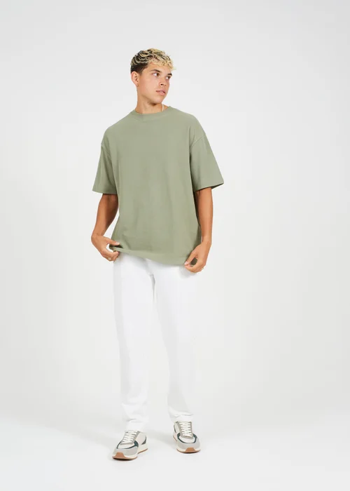 Brave Soul Cream Straight Leg Open Hem Joggers - XL Image 4