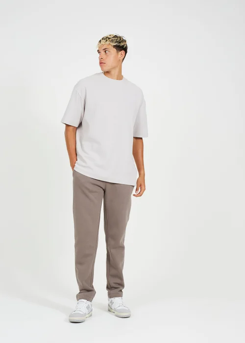 Brave Soul Taupe Straight Leg Open Hem Joggers - XL Image 4