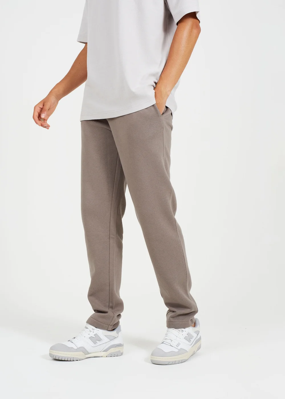 Brave Soul Taupe Straight Leg Open Hem Joggers - XL Image 1