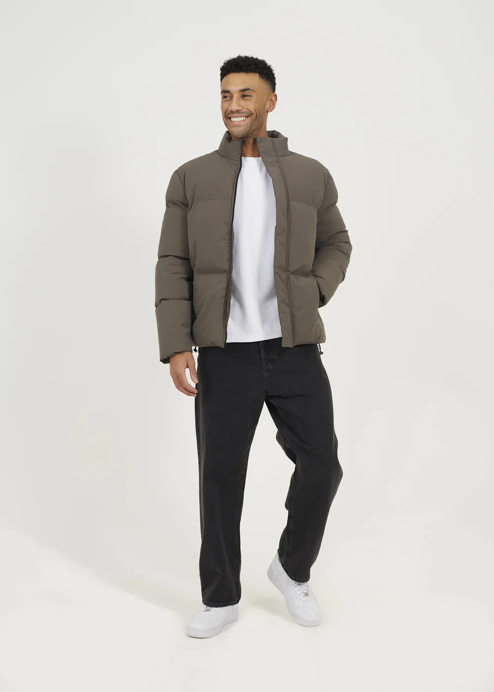 Brave Soul Taupe Funnel Neck Padded Jacket - S Image 4