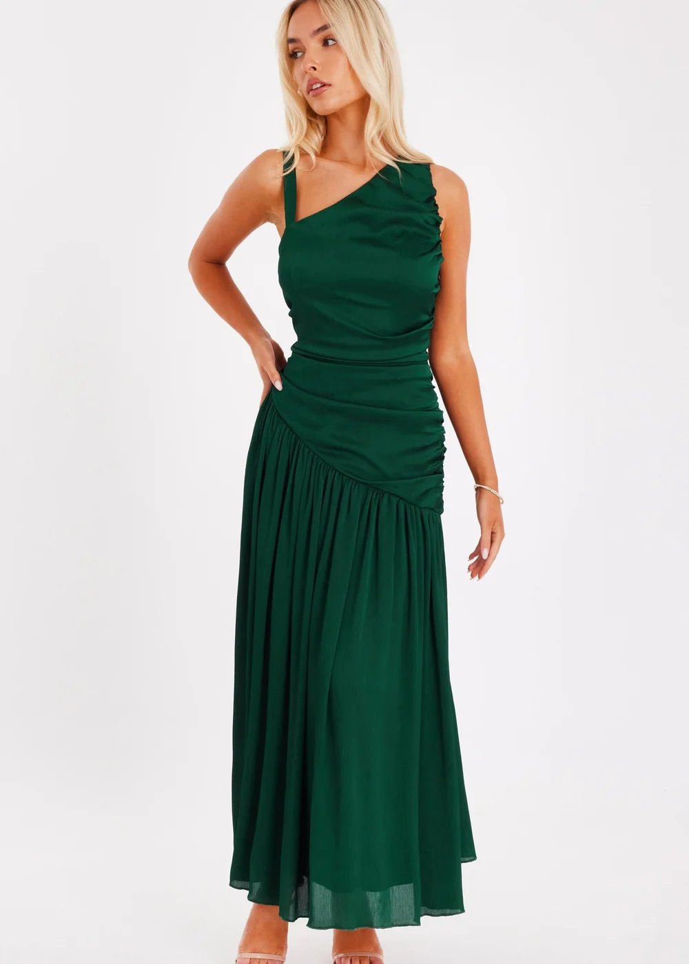 Quiz Green Asymmetric Drop Waist Midaxi Dress - 6 | Matalan Quiz Green Asymmetric Drop Waist Midaxi Dress - 6 | Matalan