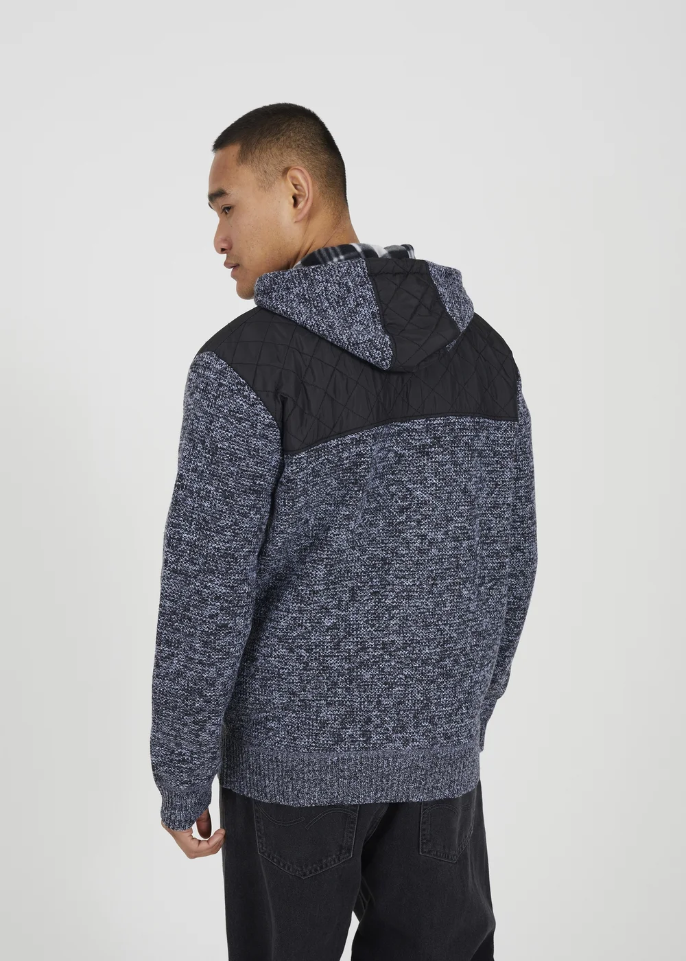 Brave Soul Black Full Zip Hoodie with Contrast Panel - XL Image 2