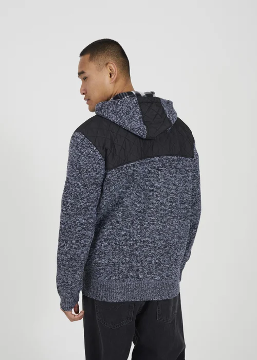 Brave Soul Black Full Zip Hoodie with Contrast Panel - XL Image 2