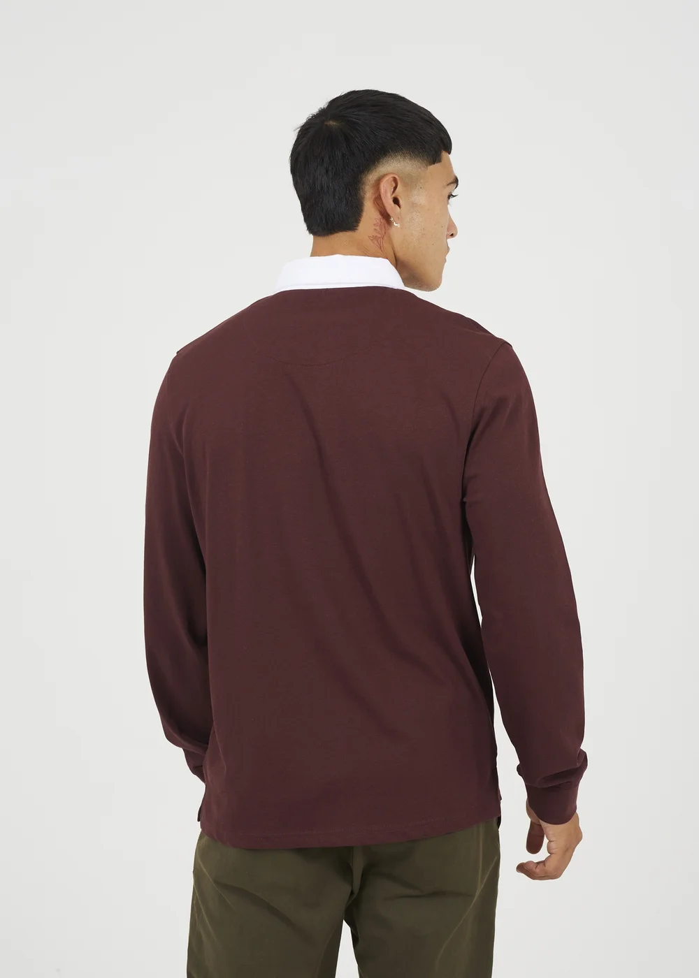Brave Soul Burgundy Solid Colour Rugby Shirt - XL Image 2