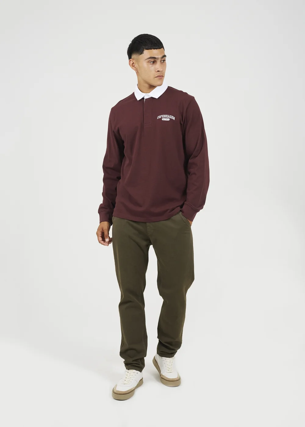Brave Soul Burgundy Solid Colour Rugby Shirt - XL Image 4