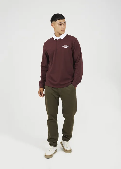 Brave Soul Burgundy Solid Colour Rugby Shirt - XL Image 4