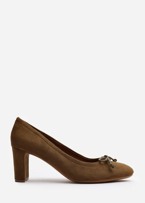 Where's That From Oceana Khaki Faux Suede Block Heel Pumps - 6 Image 1