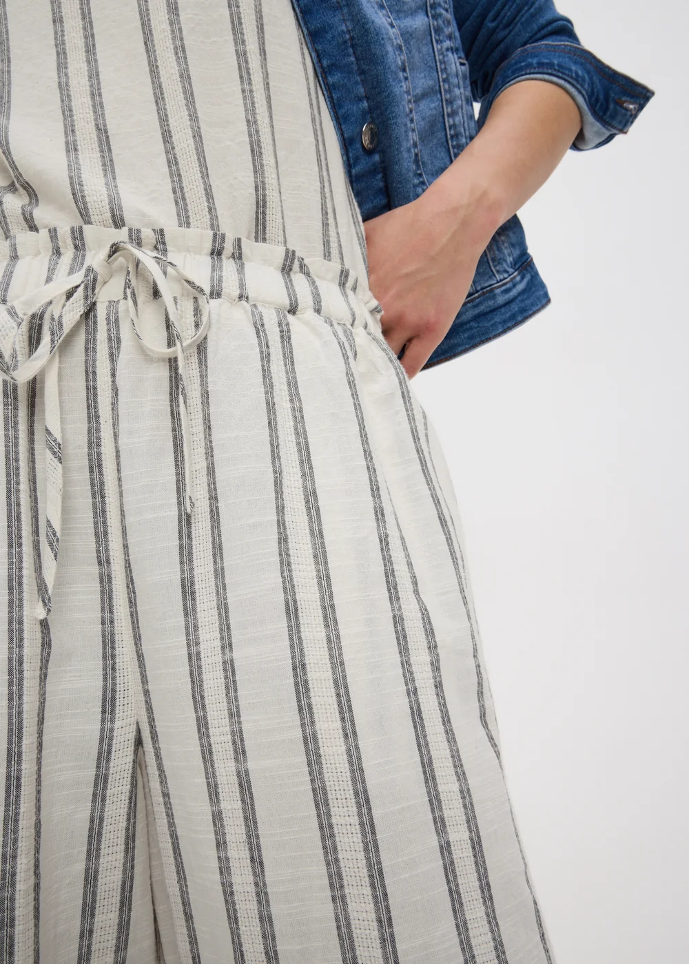 Cream Stripe Wide Leg Co Ord Trousers - 18/L31 Image 3