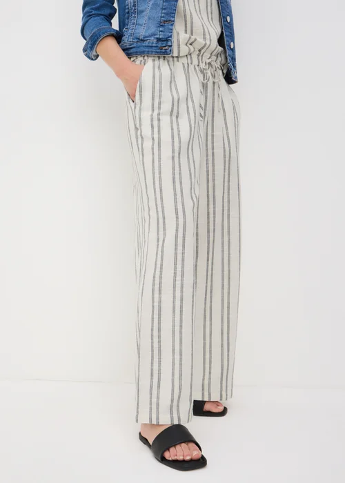 Cream Stripe Wide Leg Co Ord Trousers - 18/L31 Image 2