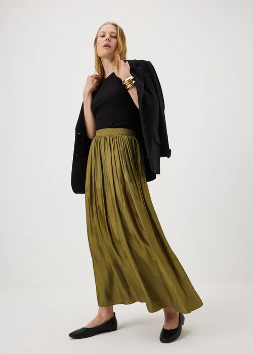 Et Vous Olive Pleated Midi Skirt - 8 Image 1