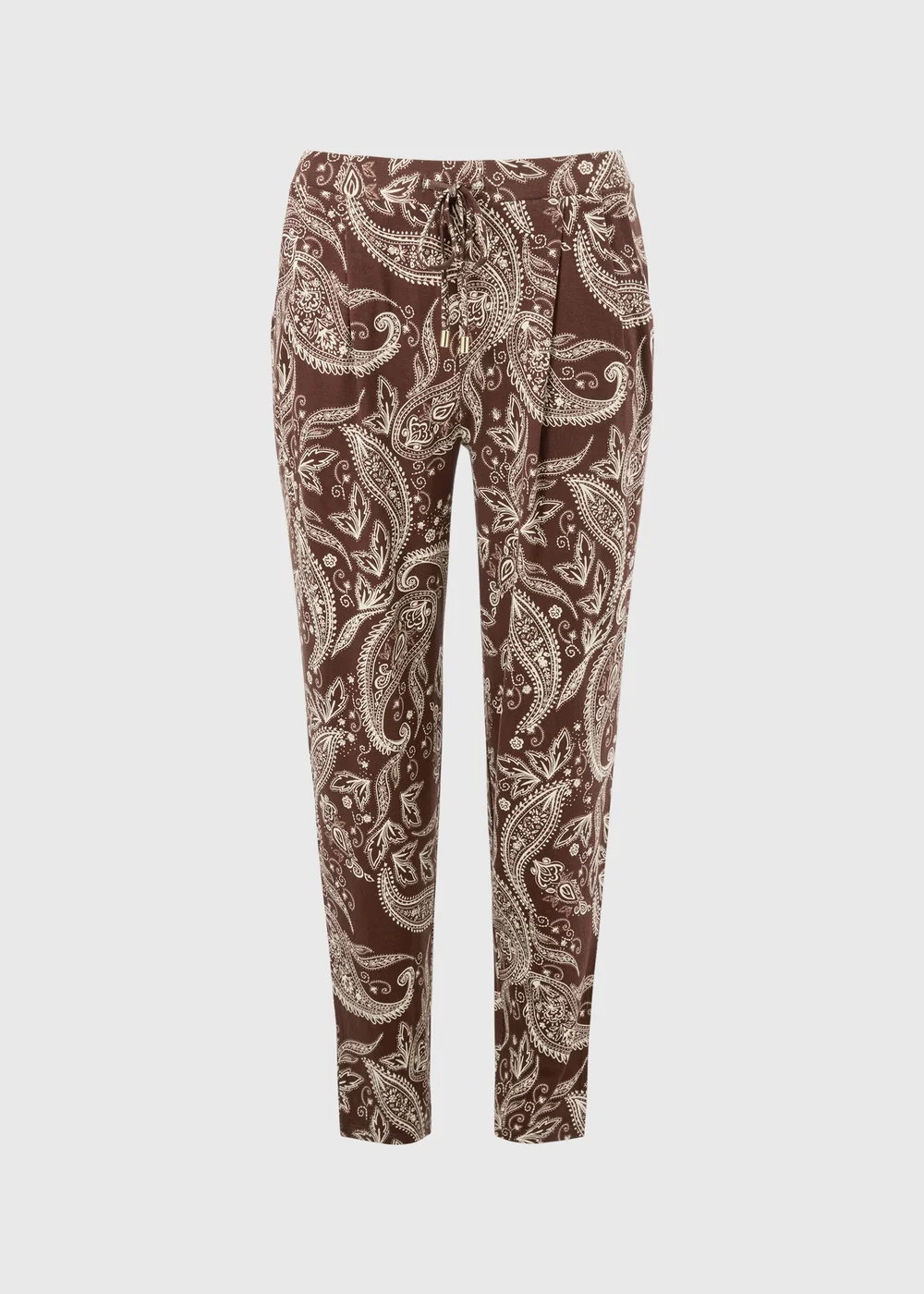 Chocolate Brown Paisley Print Harem Trousers - 26 Image 4