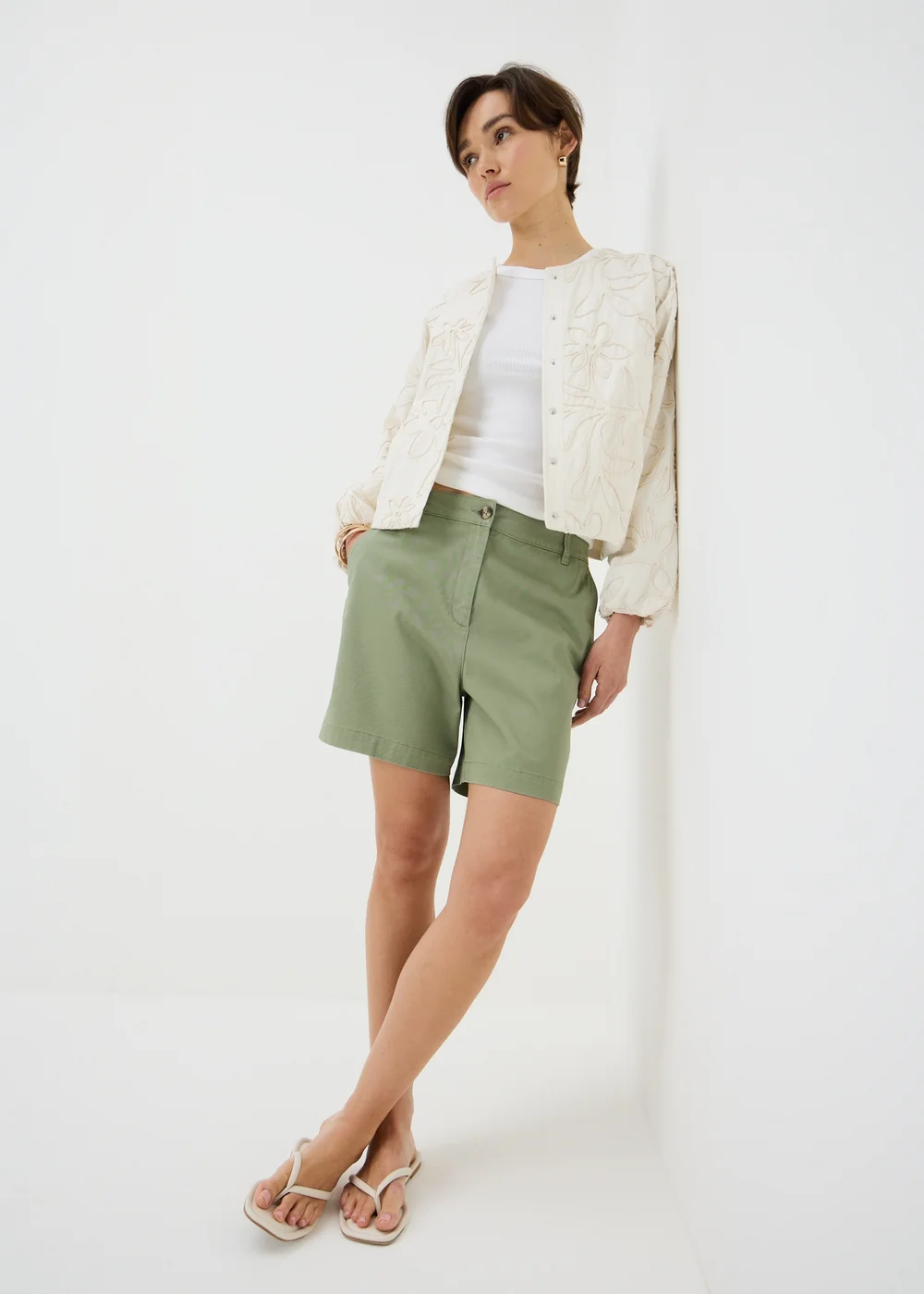 Khaki Chino Shorts - 8 Image 1
