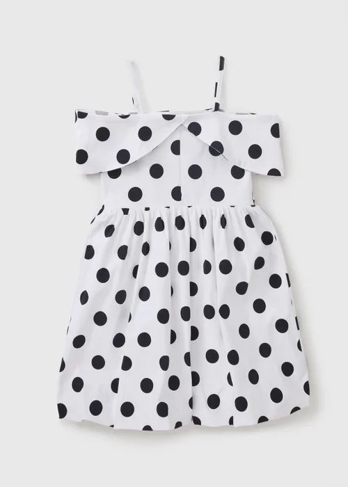Girls White Polka Dot Puffball Dress (7-15yrs) - Age 7 Years Image 1