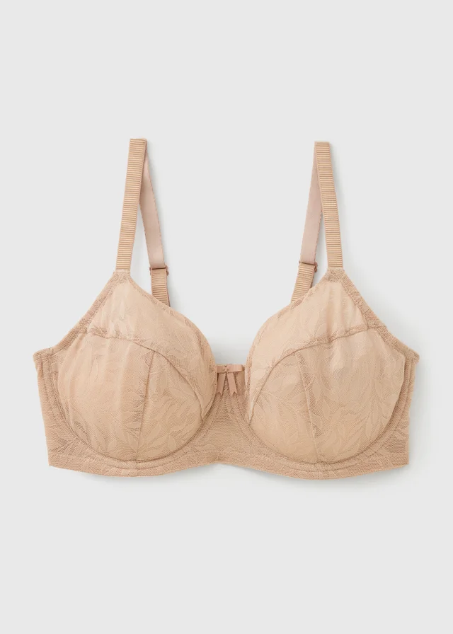 DD+ Nude Leaf Stretch Lace Non Padded Bra