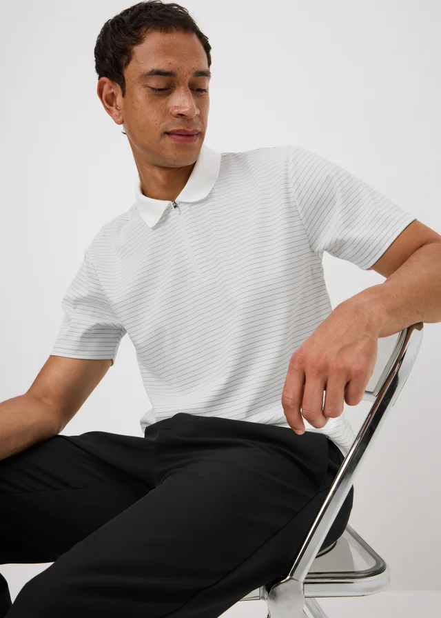 Souluxe White Stripe Golf Polo Shirt