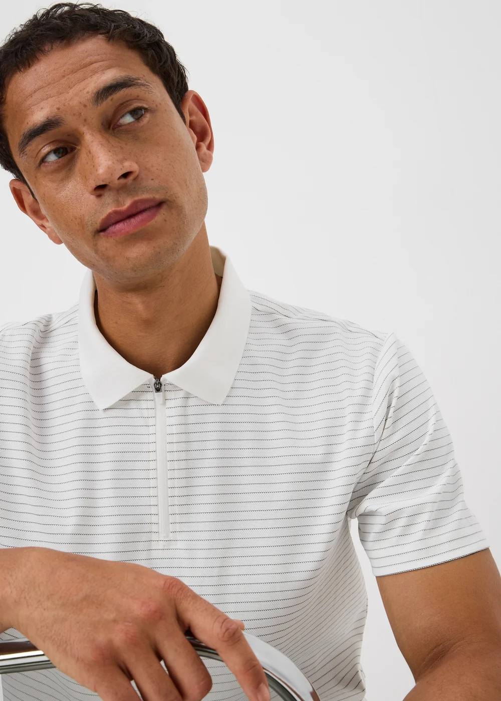 Souluxe White Stripe Golf Polo Shirt - S Image 3