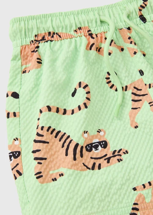Boys Green Tiger Seersucker Swim Shorts (1-7yrs) - 1-1.5 Yrs Image 2