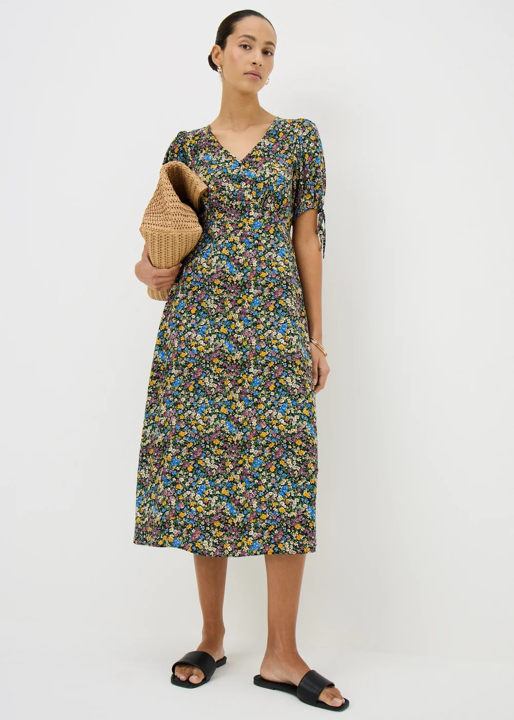 Multicolour Ditsy Floral Midi Tea Dress - 8 Image 1