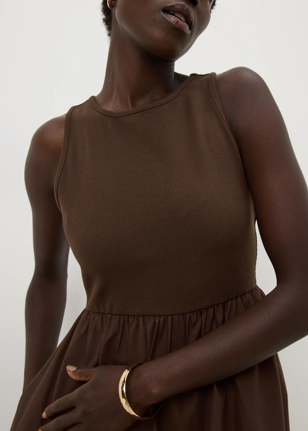 Chocolate Brown 2 in 1 Midi Dress - 12 Image 3