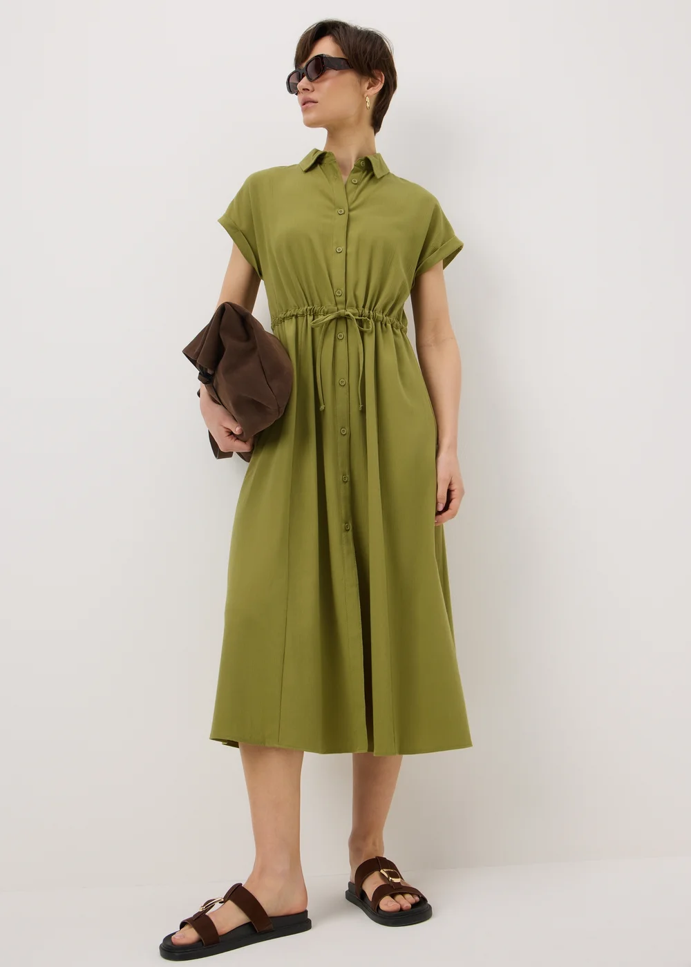 Olive Clipper Midi Shirt Dress - 28 Image 1