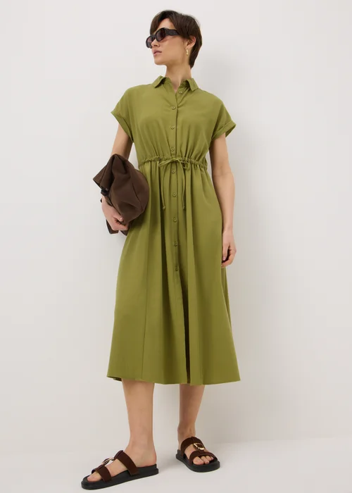 Olive Clipper Midi Shirt Dress - 28 Image 1