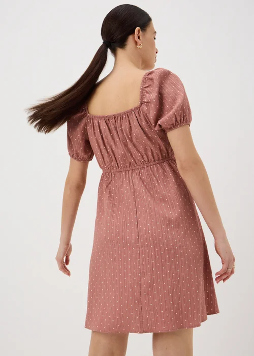 Pink Spot Shirred Tie Waist Mini Dress - 24 Image 3