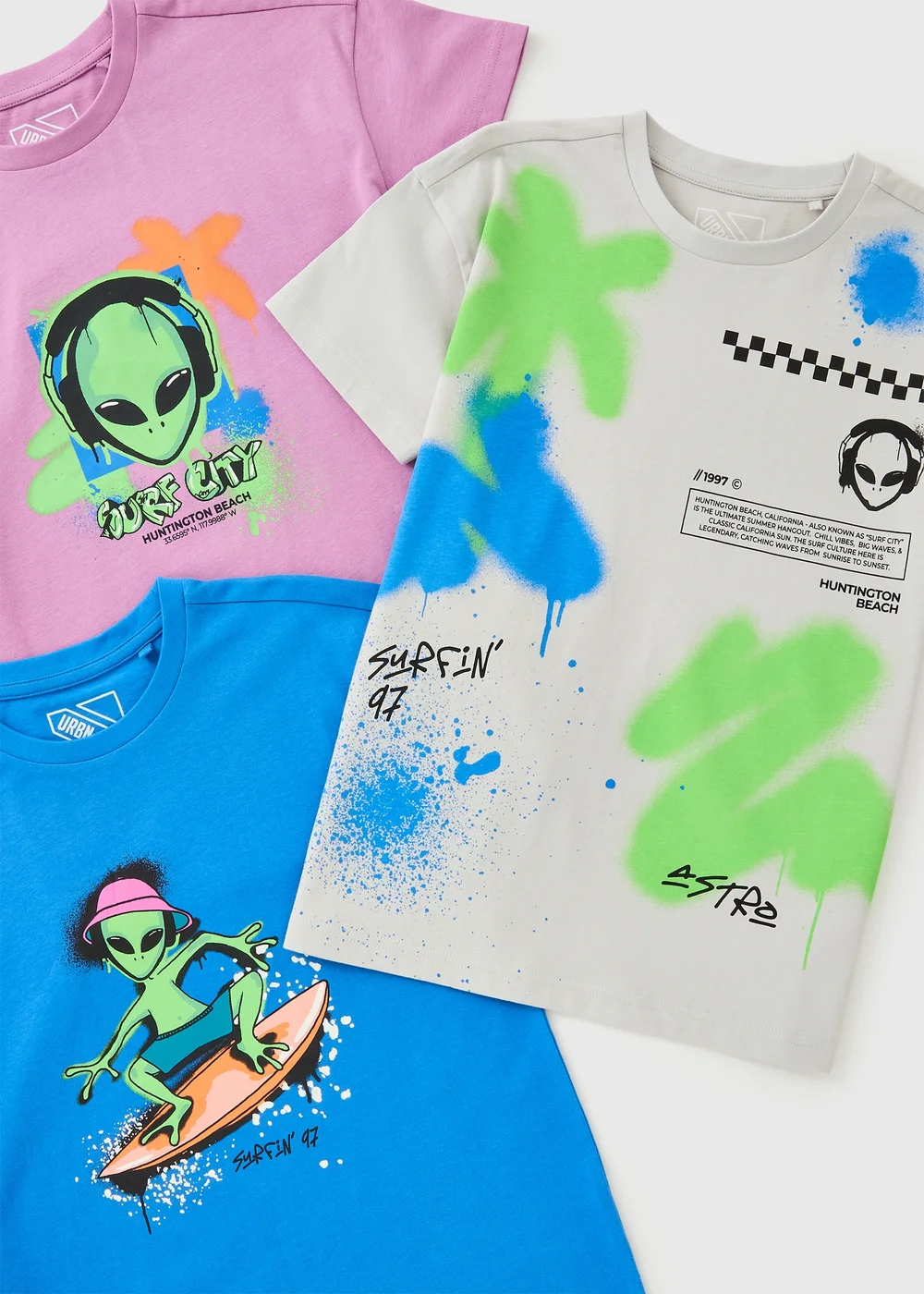 3 Pack Boys Multi Alien T-Shirts (7-15yrs) - 11 Yrs Image 2