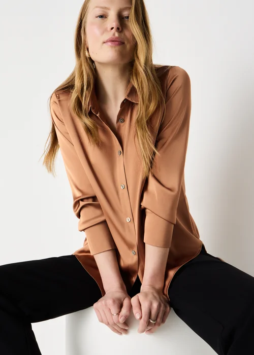 Et Vous Butterscotch Satin Shirt - 8 Image 1
