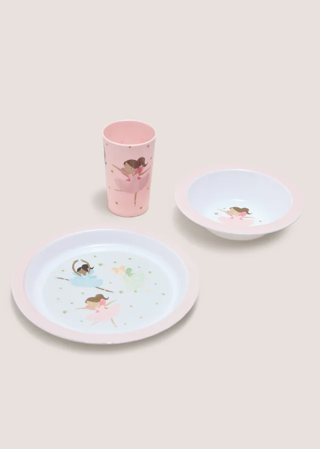 3 Piece Kids Ballerina Dinner Set