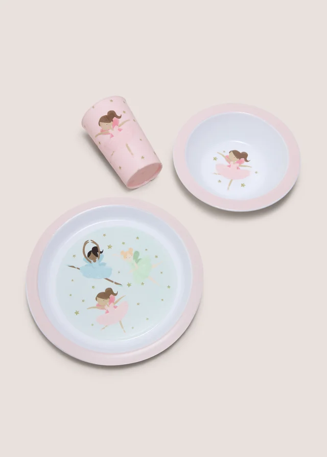 3 Piece Kids Ballerina Dinner Set