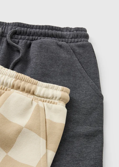 2 Pack Boys Charcoal Chequered Shorts (7-15yrs) - Age 7 Years Image 2