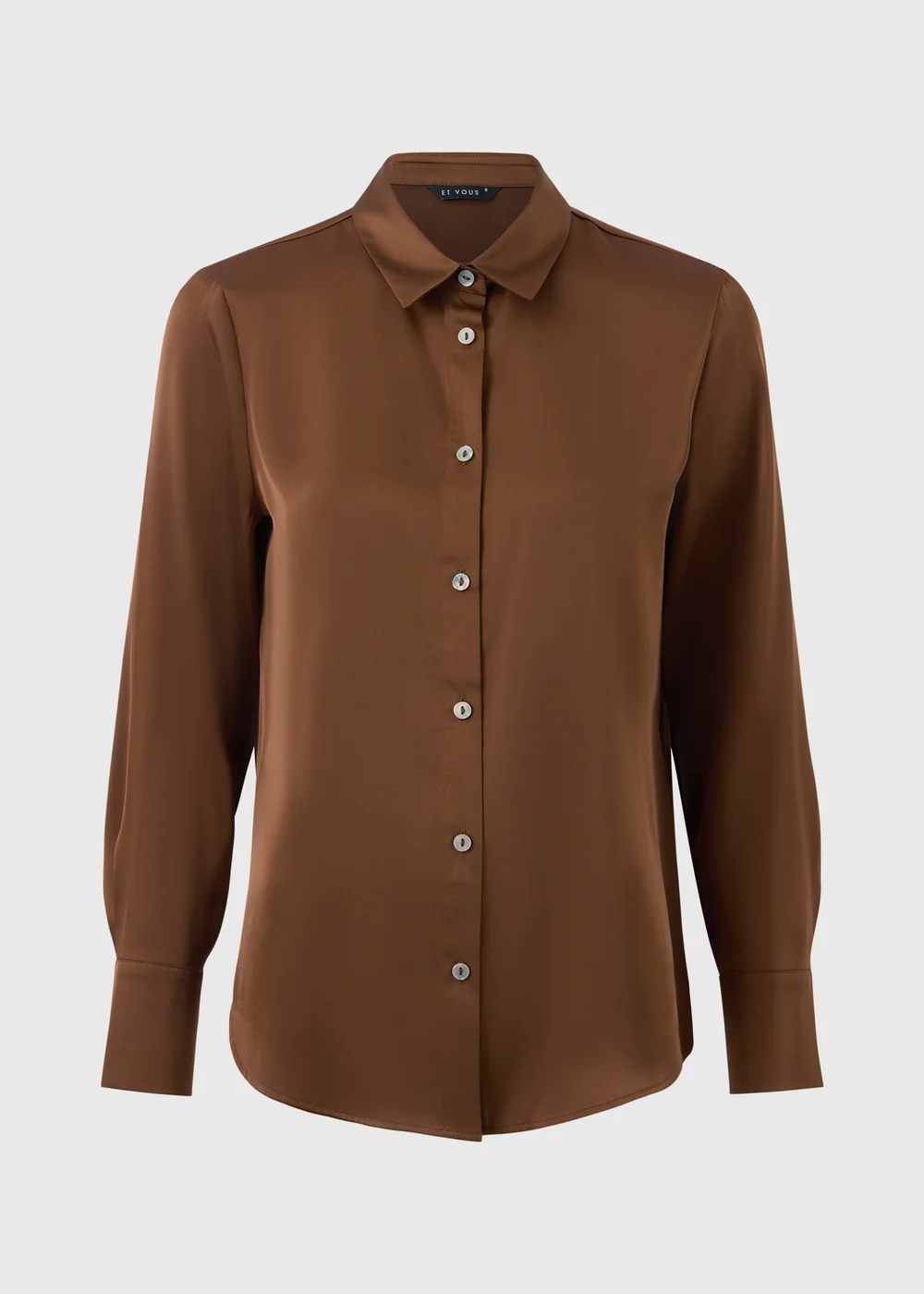 Et Vous Chocolate Brown Satin Shirt - 22 Image 3