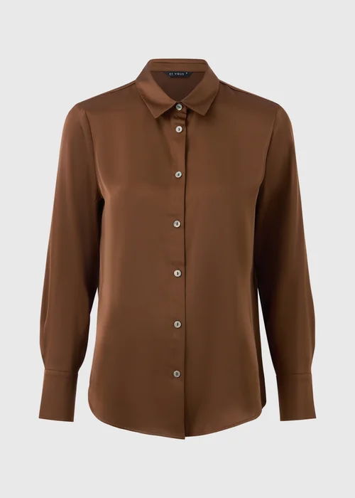 Et Vous Chocolate Brown Satin Shirt - 22 Image 3