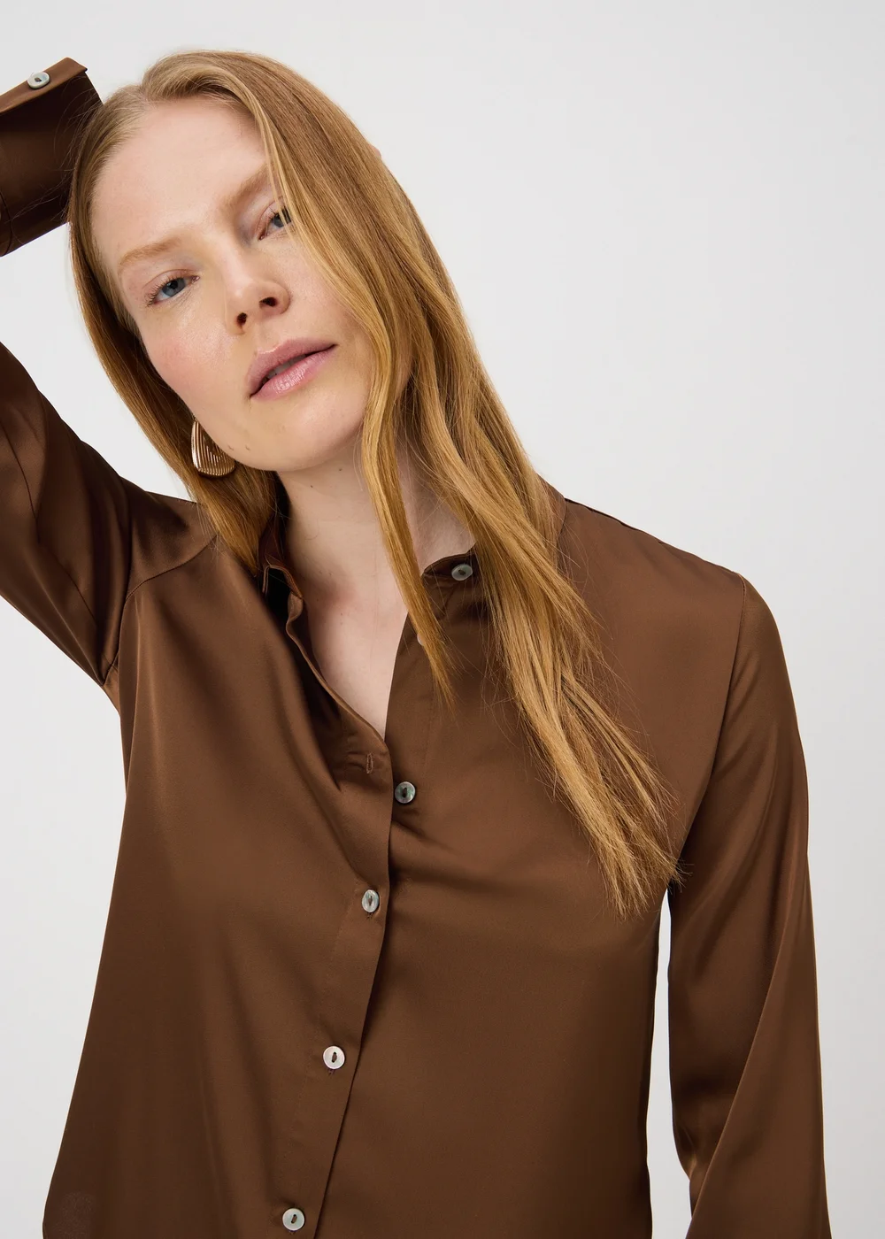 Et Vous Chocolate Brown Satin Shirt - 22 Image 2
