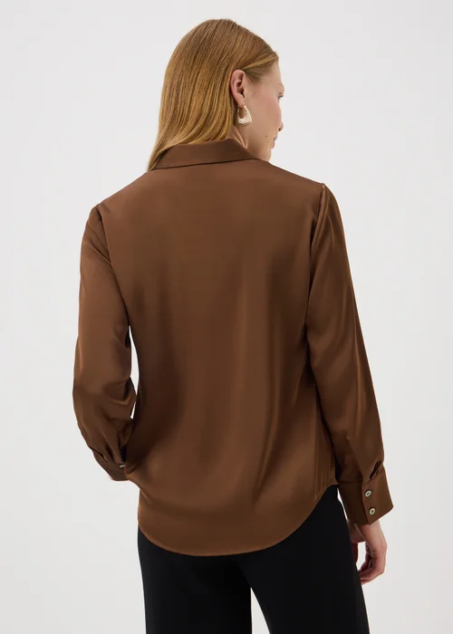 Et Vous Chocolate Brown Satin Shirt - 22 Image 1