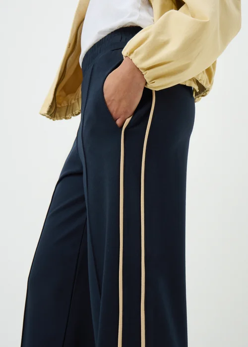 Navy Side Stripe Ponte Wide Leg Trousers - 22/L29 Image 2